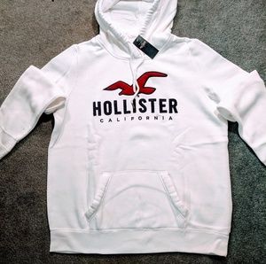 Hollister Tops - Hollister White Logo Hoodie NWT Size L Hollister Tops - Hollister White Logo Hoodie NWT Size L